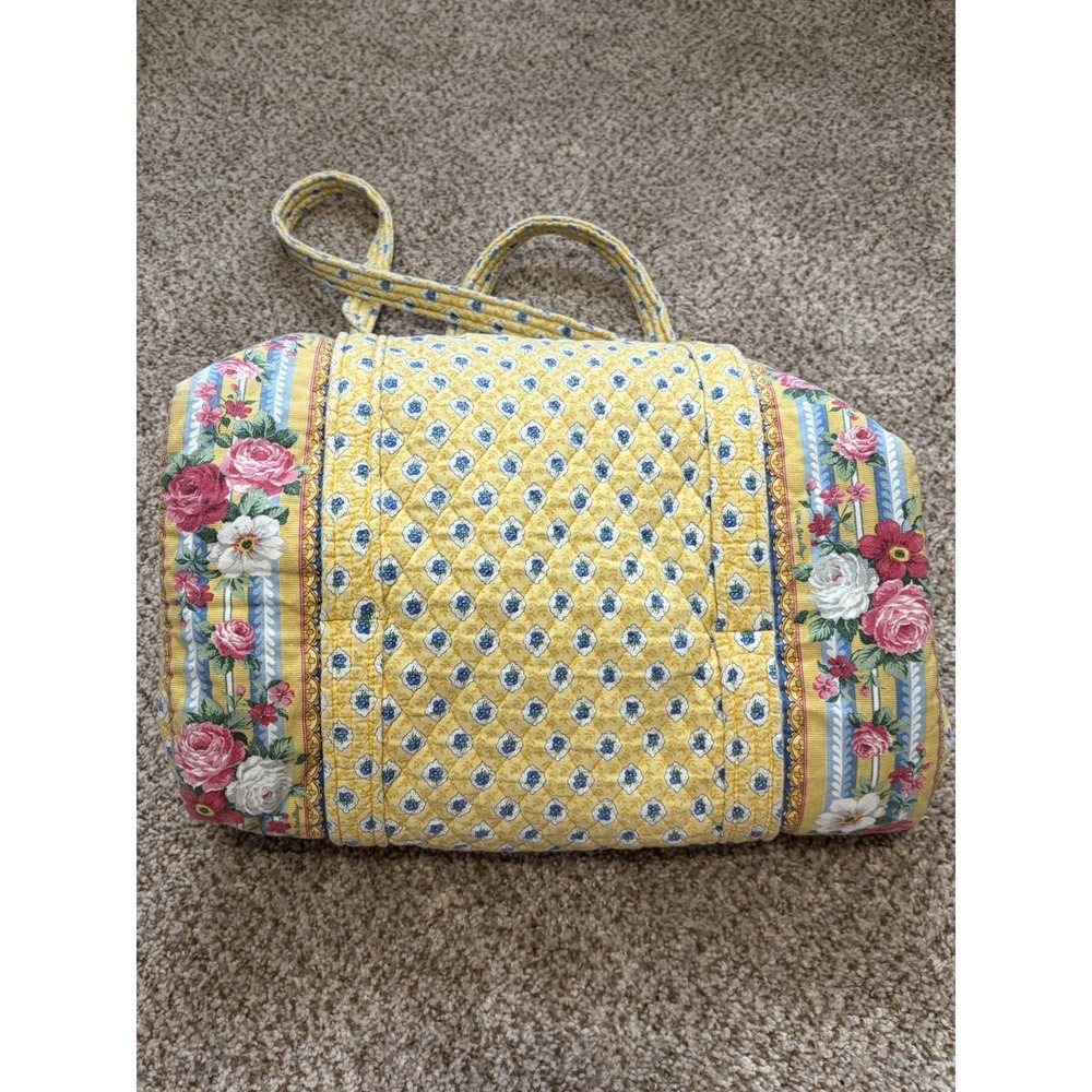 VTG Rare Vera Bradley Elizabeth Retired Small Duffel Handbag Yellow Rose Floral - Picture 5 of 6